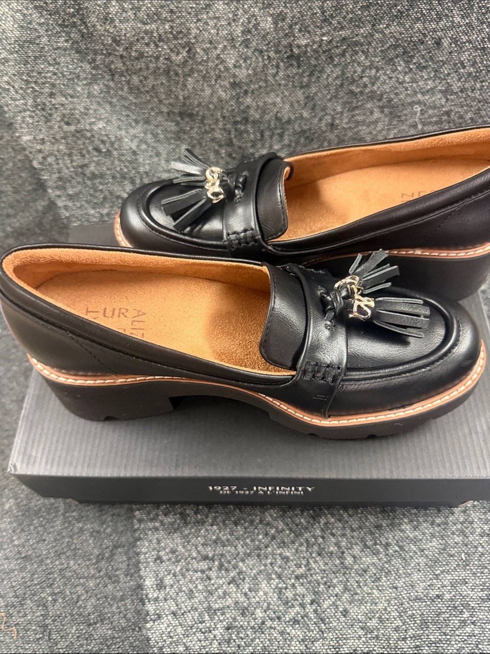 Naturalizer Black Tassel Platform Loafers